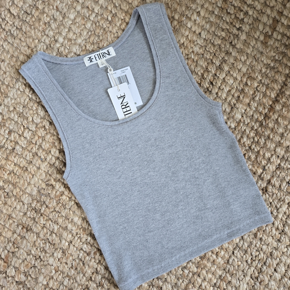 Eterne Gray Sleeveless Fitted Crop Tank